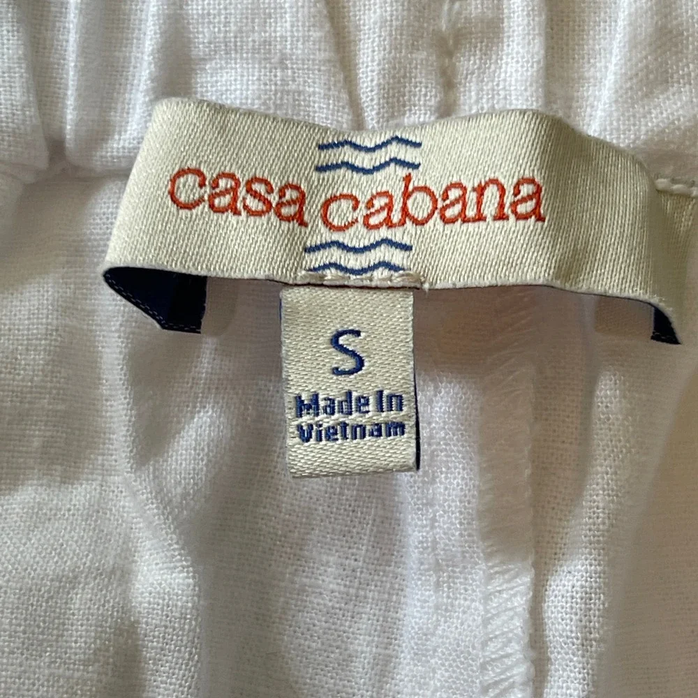 Casa Cabana Women's Linen Blend Pull on White Capris‎ Size Small